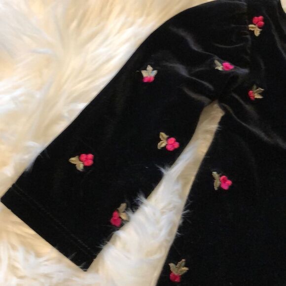 Circo Black Velvet Dress Embroidered Roses 12M - Picture 8 of 16